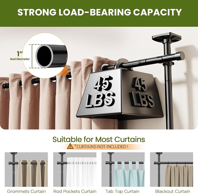 SUNALLY Room Divider Curtain Rod, No Drilling 4-10ft 28-140inch Adjustable - Image 3