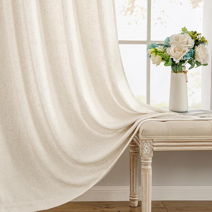 MIULEE Non-See-Through Privacy Linen Curtains 2 Panels, Light Filtering Window - Image 9