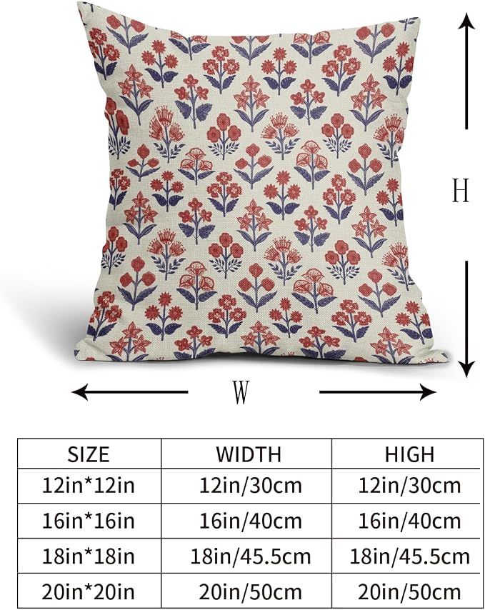 4th of July Patriotic Floral Block Print Pillow Covers 24x24 Inch Set of 2 - Image 5
