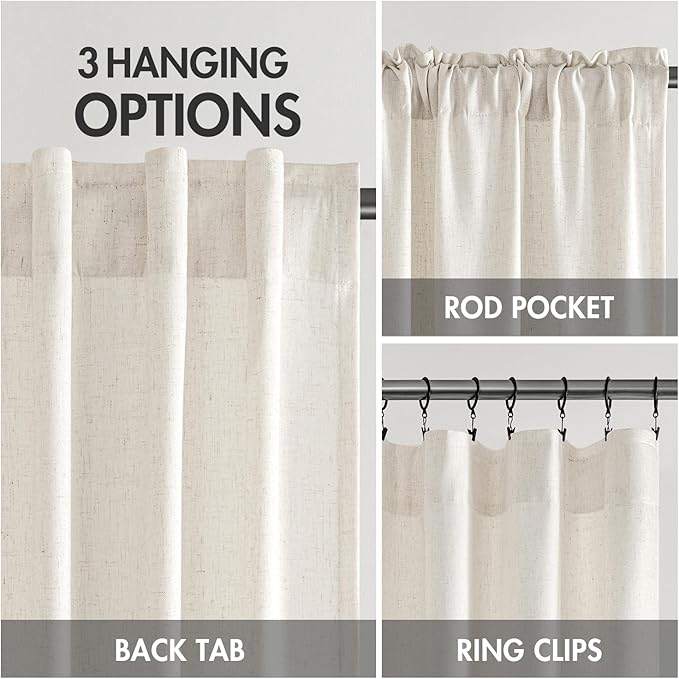 MIULEE Non-See-Through Privacy Linen Curtains 2 Panels, Light Filtering Window - Image 5