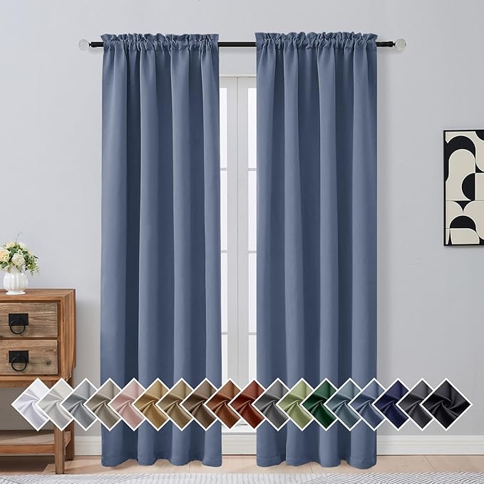 OVZME Denim Blue Blackout Curtains by OVZME