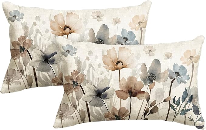AVOIN colorlife Poppy Flowers Chinoiserie Throw Pillow Covers, 12 x 20 Inch by AVOINcolorlife