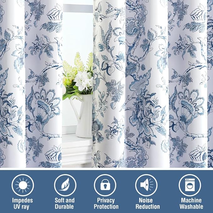 H.VERSAILTEX Blackout Curtains 96 Inch Length 2 Panels Set Floral Print Curtain - Image 7