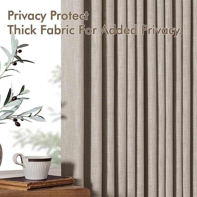 MIULEE Pinch Pleated Thick Linen Curtains 84 Inches Long 2 Panels - Image 7