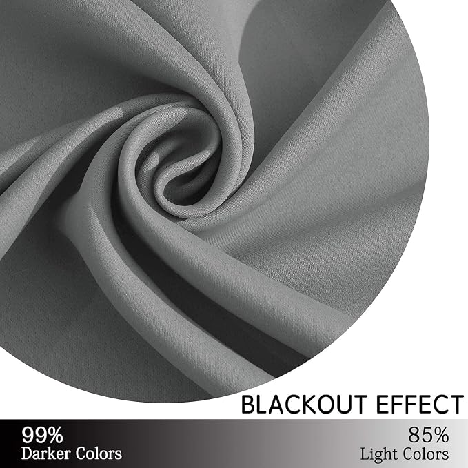 Yakamok 84 Inch Length Grey Blackout Curtains - Image 6