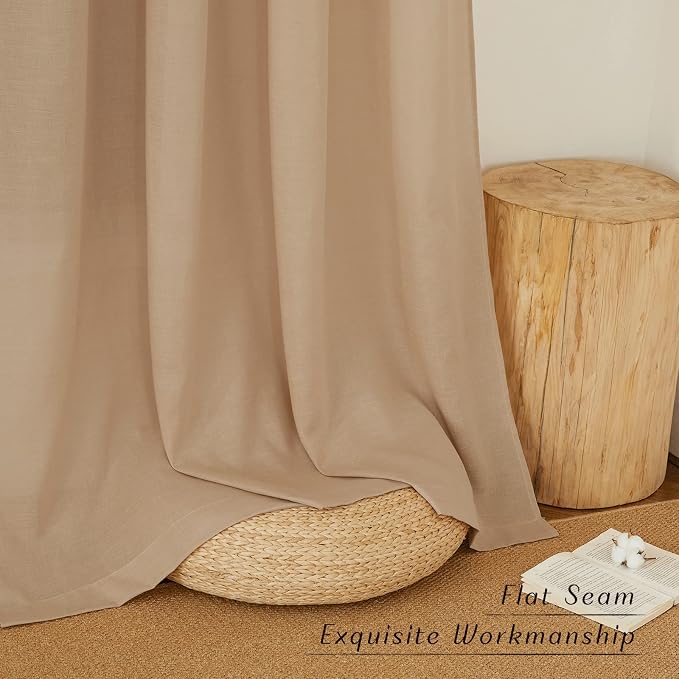 NICETOWN Camel Linen Kitchen Window Curtains Over Sink, Grommet Thick Linen - Image 7