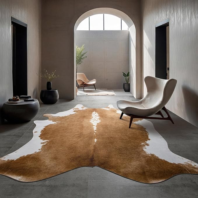 BENRON Premium Faux Cowhide Rug, Cow Print, Rustic Western Rugs - Image 4
