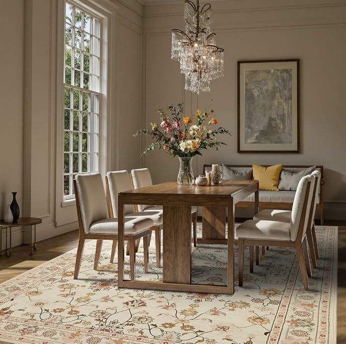 Rugxara Floral Rug for Living Room Bedroom, 8x10 Washable Rug, Vintage Boho - Image 2