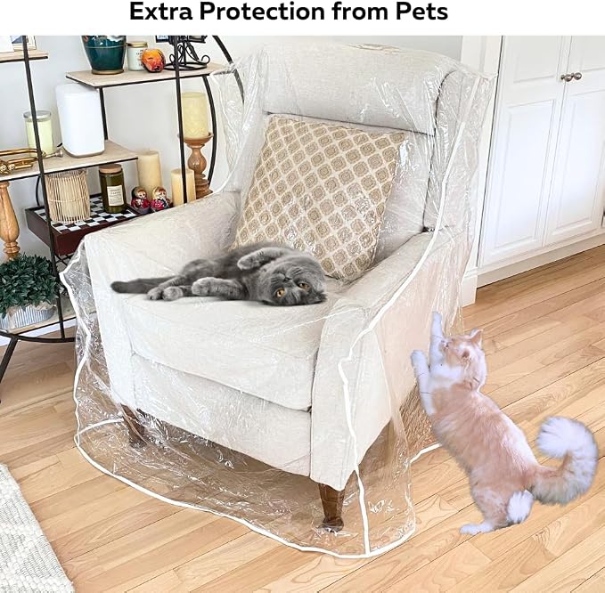 Evelots Clear Plastic Recliner Cover -2 Pack- Thick Heavy Duty Vinyl Armchair - Image 2