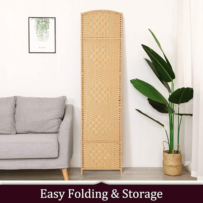 Rose Home Fashion Room Divider 5.6 ft.Tall-15.7" Wide Weave Fiber 3 Panels Room - Image 5