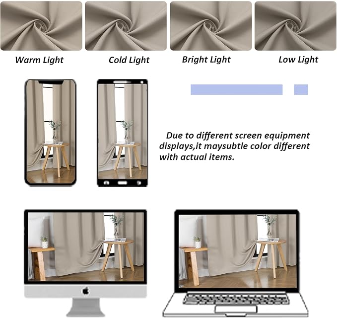 Simplebrand Ava Stone Short 24 Inches Blackout Curtain 2 Panels Set, Half - Image 8