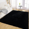 Latepis Black 4x6 Area Rugs Fuzzy Faux Fur Rug Washable Fluffy Shag Rabbit Fur by Latepis