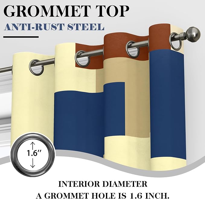 Tyrot Terracotta Blue 100% Blackout Curtains - Image 7