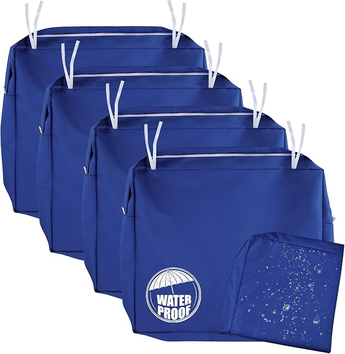 NettyPro Patio Chair Seat Cushion Covers Set 4, Waterproof Outdoor Furniture by NettyPro