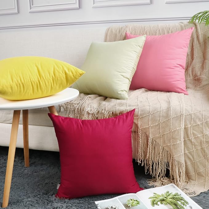 Thmyo 4-Pack 100% Cotton Comfortable Solid Decorative Throw Pillow Case Square - Image 3