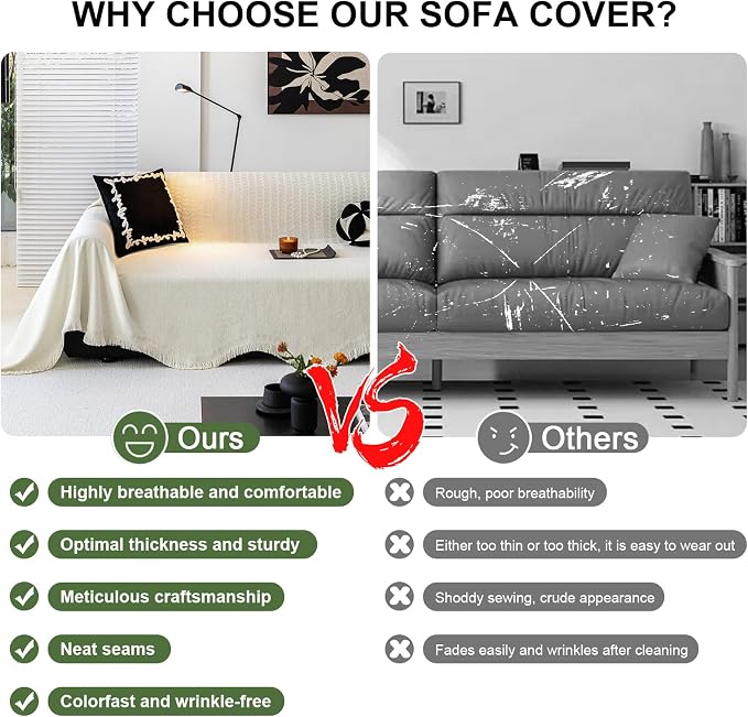 ROOMLIFE Boho White Couch Cover - Image 4