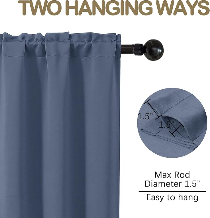OVZME Demin Blue Blackout Curtains - Image 4