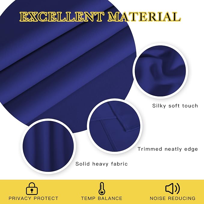 NICETOWN Navy Blue Room Darkening Curtains 108 inch Length - Image 2