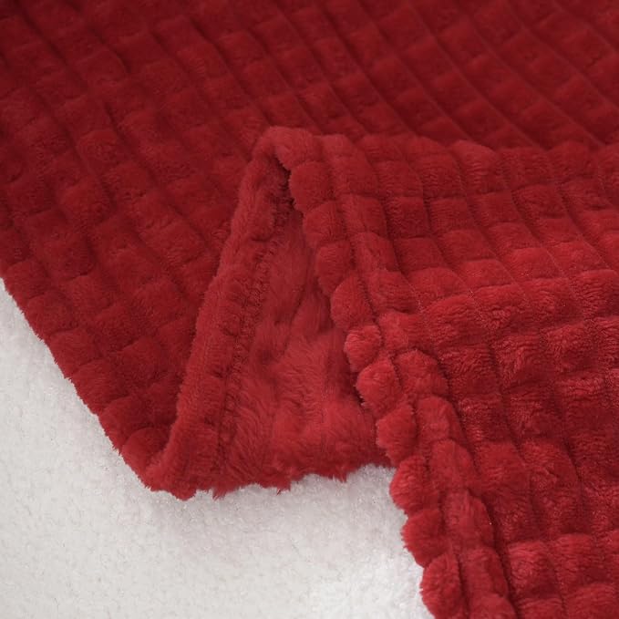 Puncuntex Red Fleece Throw Blanket 60"×80", Super Soft Flannel Plush Cozy - Image 6