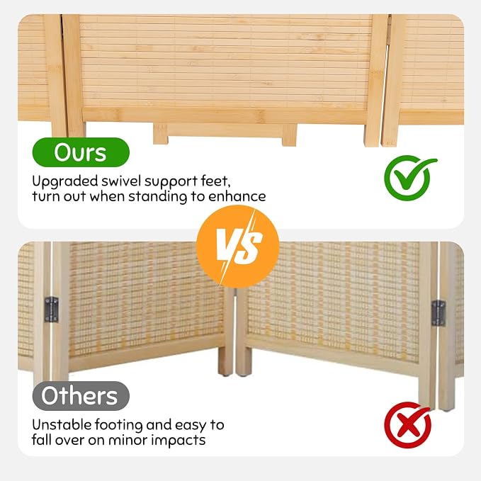 Bamboo Room Divider Folding Privacy Screens, Wall Divider - Image 3