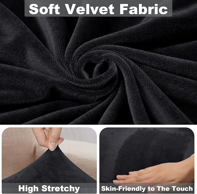 NAISI Sectional Couch Cover 4 Pieces Velvet Separate Couch Cushion Covers L - Image 3