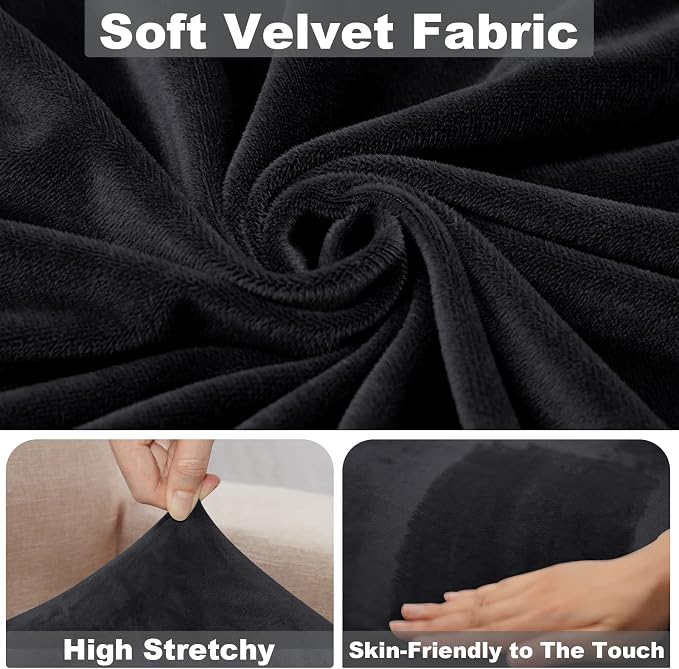 NAISI Sectional Couch Cover 1 Piece Velvet Separate Chaise Lounge Cover Soft - Image 3