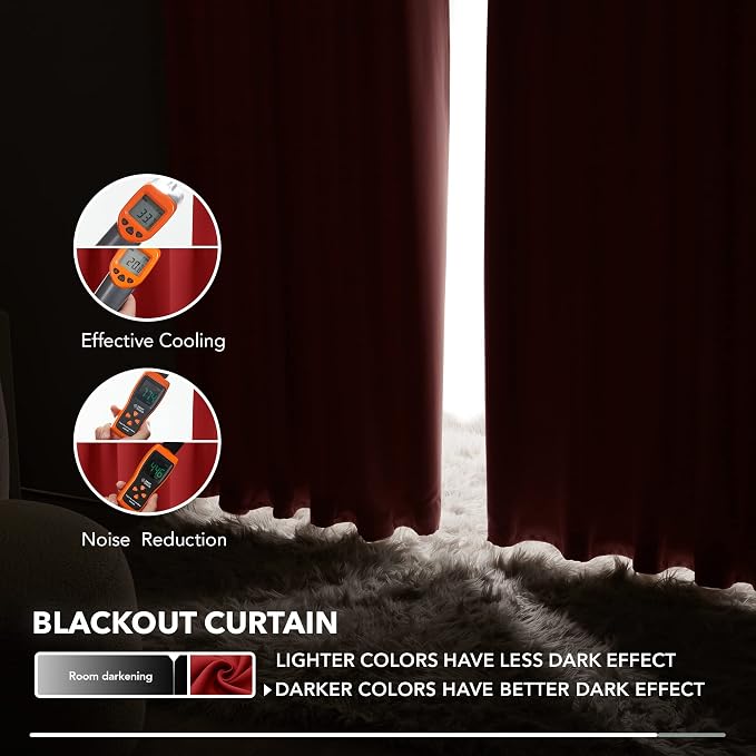 Deconovo Christmas Blackout Curtains, Thermal Insulated, W52 x L45 2 Panels - Image 5