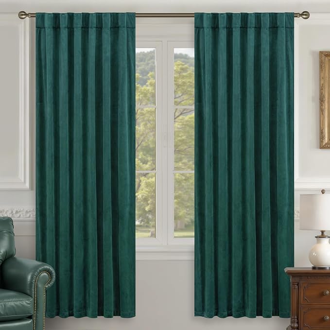 LAMIT Teal Velvet Curtains 72 Inch Length by LAMIT