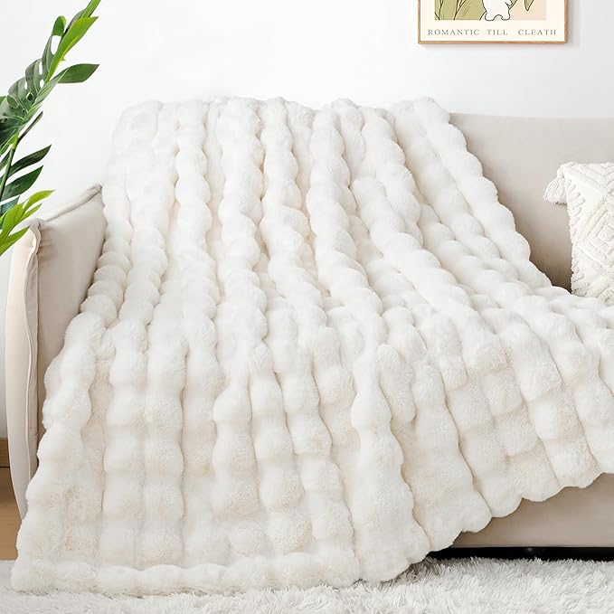 Touchat Luxury 1000GSM Rabbit Faux Fur Twin Blanket, Super Heavy Warm Cozy - Image 3
