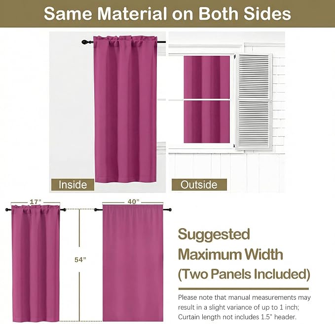 OVZME Hot Pink Short Blackout Curtains - Image 2