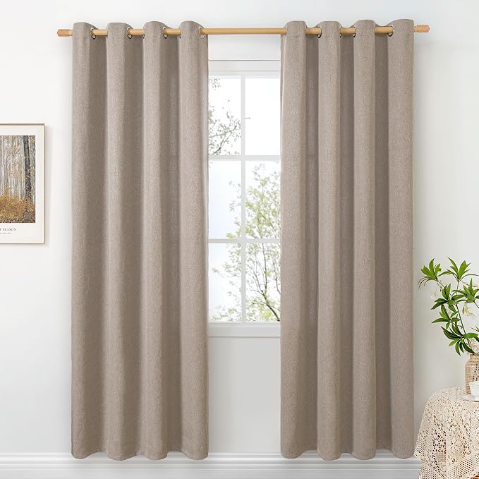 BGment Taupe Linen Curtains 78 Inch Length by BGment