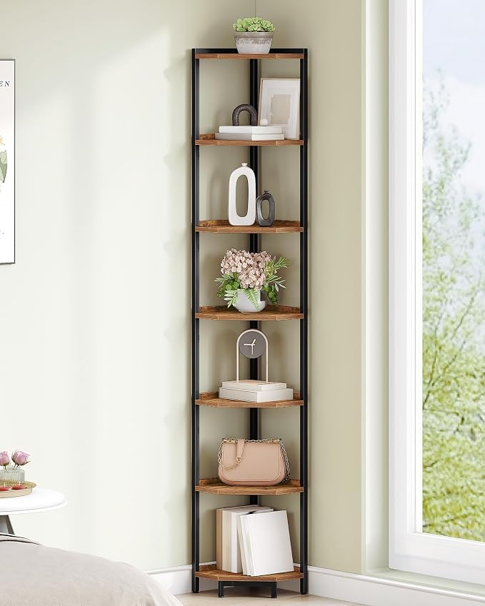 Hzuaneri Corner Shelf Stand, Corner Bookshelf, Storage Standing Shelf Unit - Image 4
