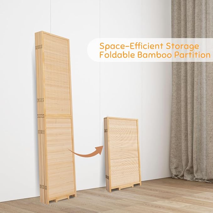 Bamboo Room Divider Folding Privacy Screens, Wall Divider - Image 4
