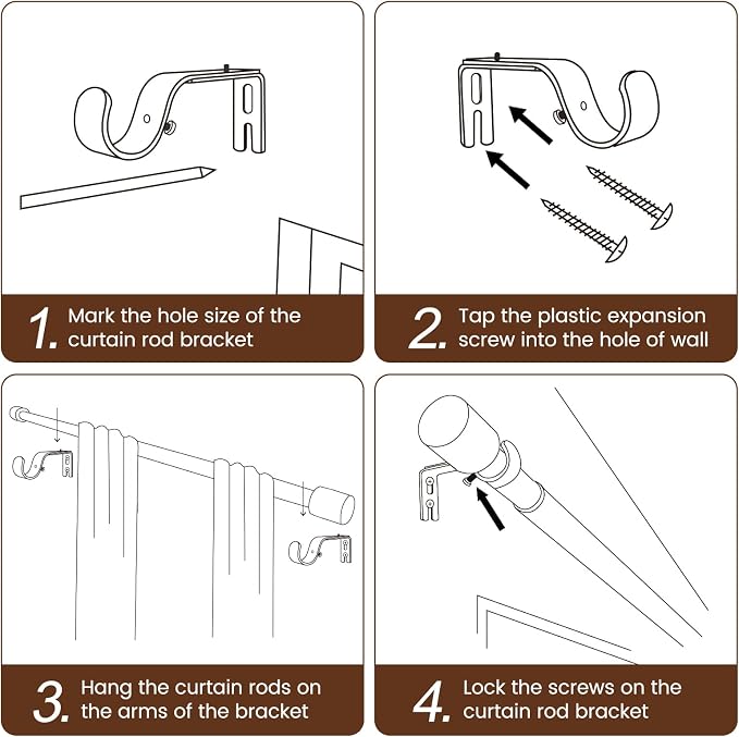 1” Diameter Curtain Rods Itself is 30 to 45 inch 2 Pack Fit 30-39 inch Window - Image 5