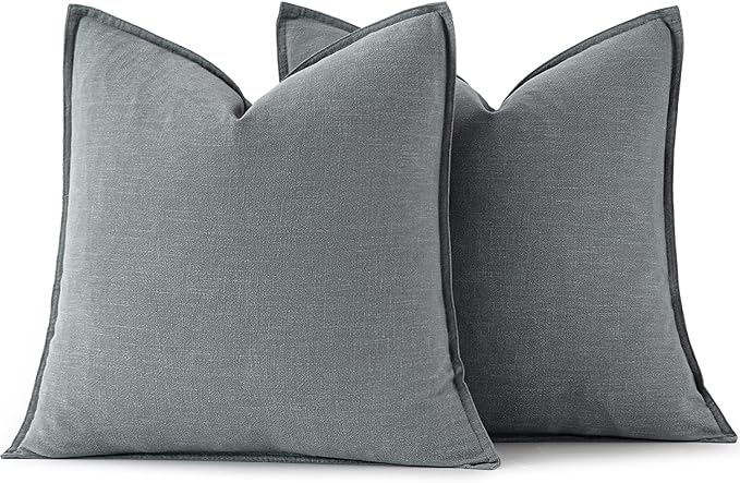 MIULEE Decorative Linen Pillow Covers 16x16 Inch Gray ​Boho Farmhouse​ ​Neutral - Image 6