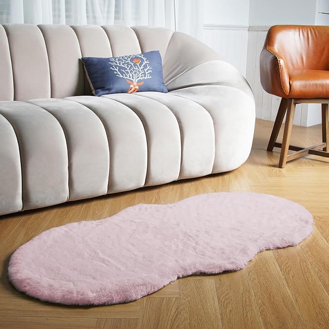 Latepis 2x4 Light Pink Faux Rabbit Rugs by Latepis