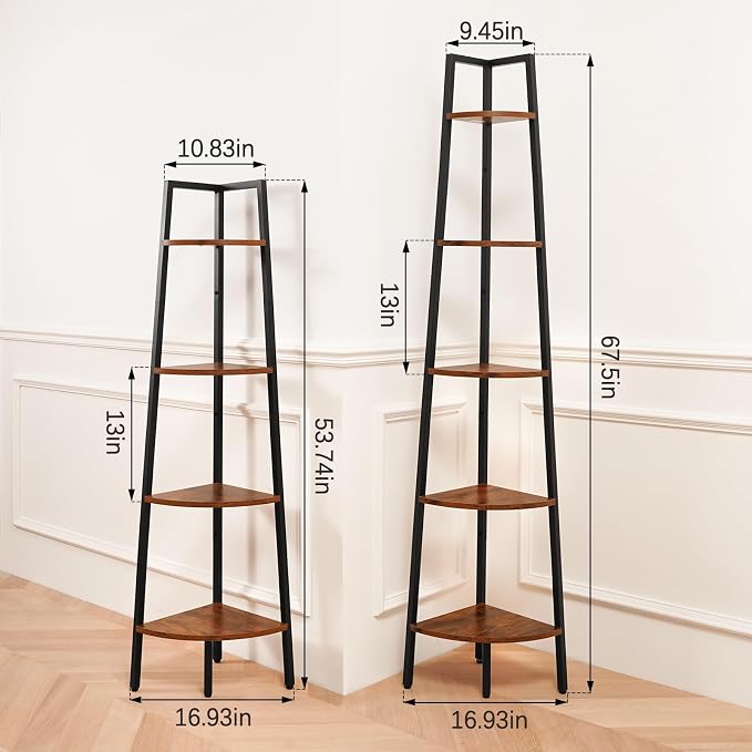 Yoobure Corner Shelf, 5-Tier Corner Bookshelf - Image 2