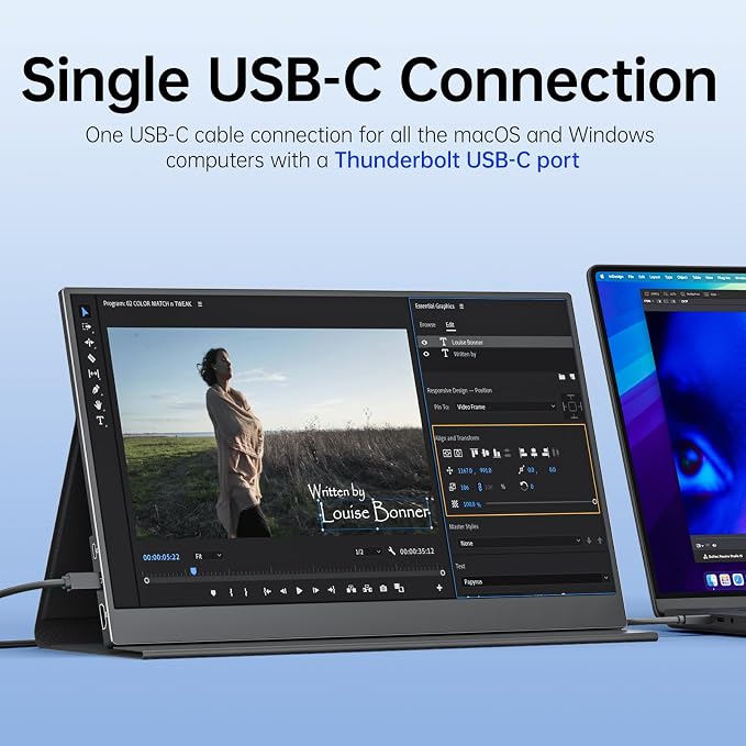 VisionOwl Portable Monitor 15.6 Inch 1080P FHD 85% sRGB Second Screen, USB-C - Image 2