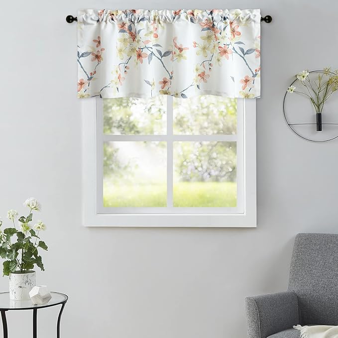 Leeva Rustic Kitchen Curtains Valances, Light Filtering Floral Valances - Image 2