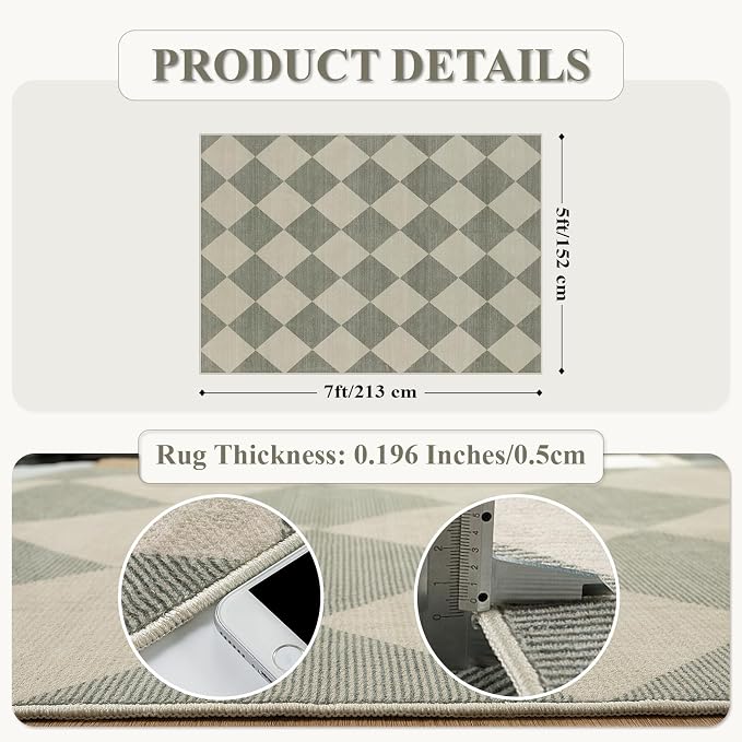 Beeiva Checkered Print 5x7 Rugs - Image 2