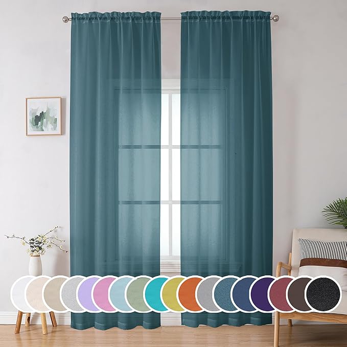 OWENIE Sheer Curtains 96 inches Long by OWENIE