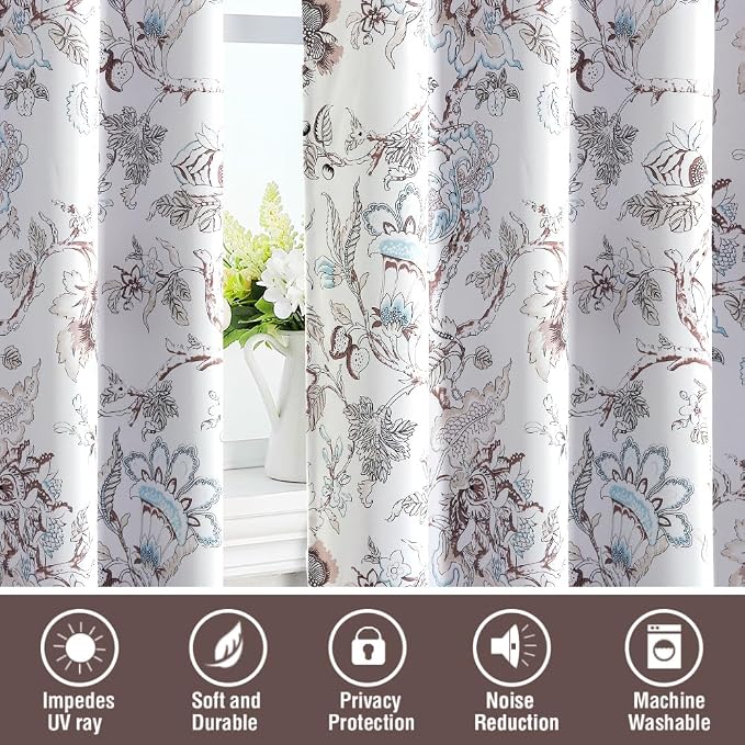 H.VERSAILTEX Blackout Curtains 63 Inch Length 2 Panels Set Floral Print Curtain - Image 7