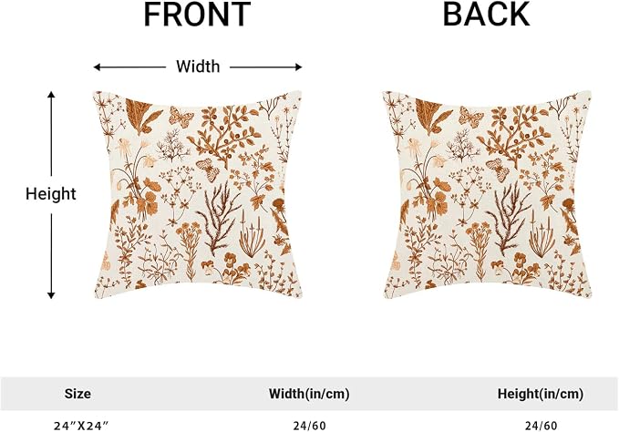 AEIOAE Fall Pillow Covers 24x24 Inch Set of 2, Burnt Orange Wild Flower Plant - Image 5