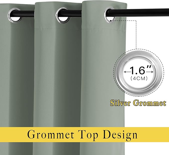 NICETOWN Blackout Bedroom Sage Green Curtains 96 inches Long, Energy Saving - Image 5