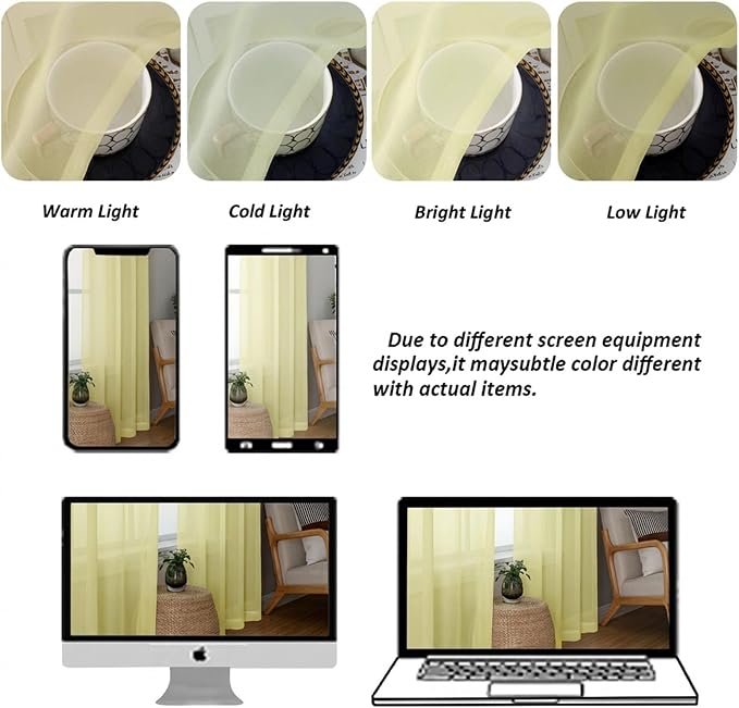 Chyhomenyc Sheer Curtains 96 inches Long 2 Panels - Image 4