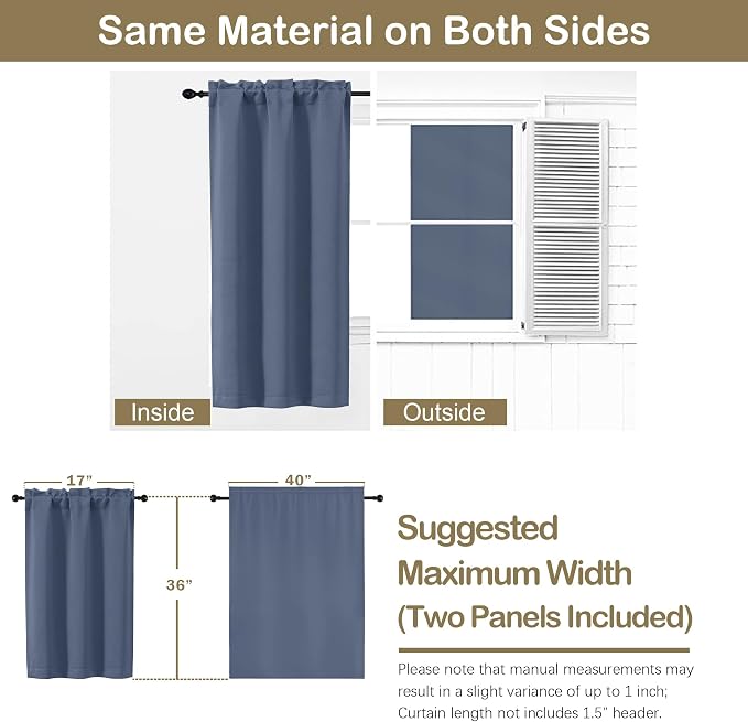 OVZME Demin Blue Blackout Curtains - Image 2