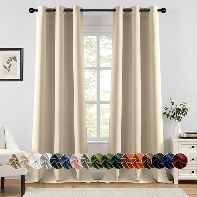 MIULEE Cream Beige Blackout Curtains by MIULEE