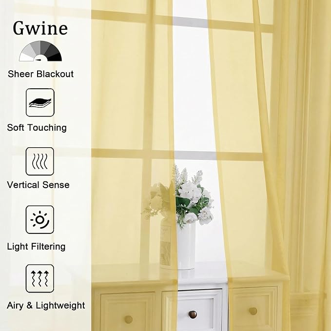Gwine Sheer Curtains 63 Inch Length - Image 4