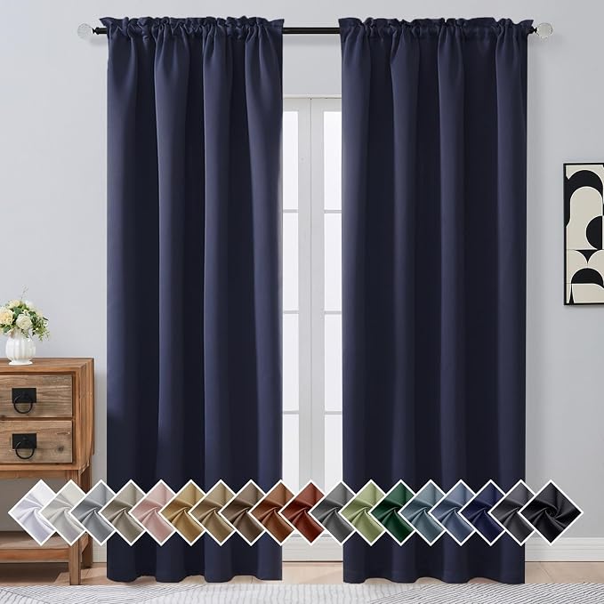 OVZME Navy Blue Blackout Curtains by OVZME