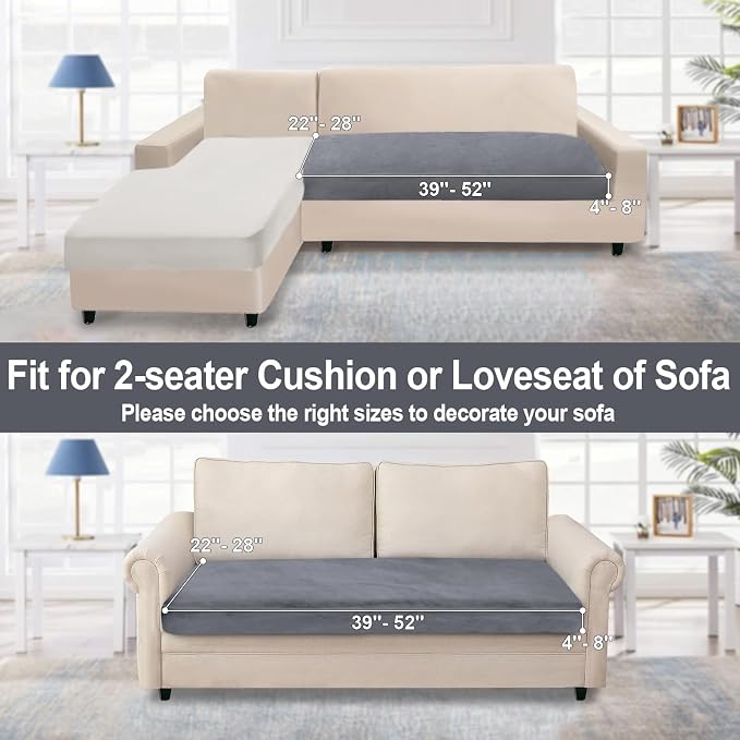 NAISI Couch Cushion Covers 1 Piece Velvet Stretch Loveseat Cover or 2 Seat Sofa - Image 4